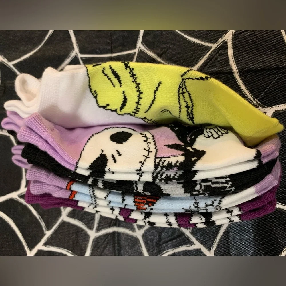 Jack Skeleton Nightmare Before Christmas Socks Lowcut 5 Pack NWT
